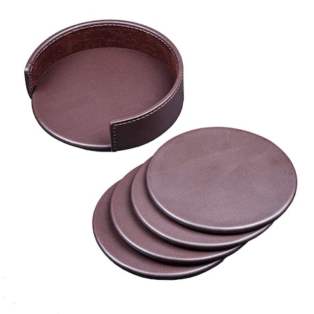 Dacasso Chocolate Brown Leather Coaster Set AG-3445